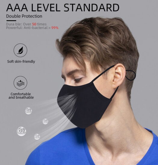 Face mask 100% breathable cotton antibacterial